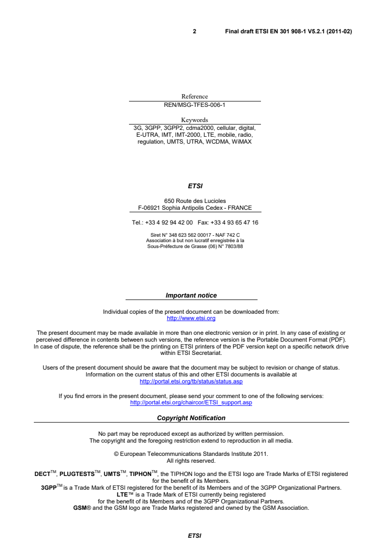 en_30190801v050201v - IMT cellular networks; Harmonized EN covering the essential requirements of article 3.2 of the R&TTE Directive; Part 1: Introduction and common requirements