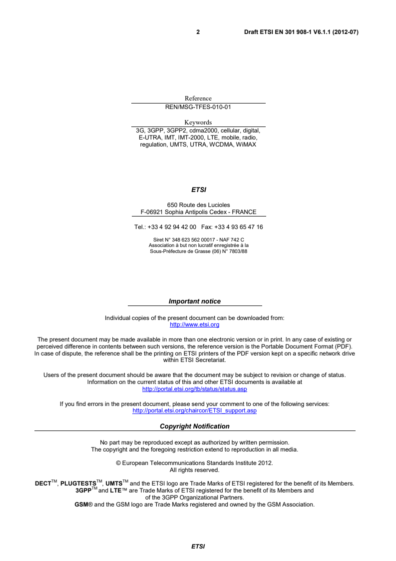 en_30190801v060101c - IMT cellular networks; Harmonized EN covering the essential requirements of article 3.2 of the R&TTE Directive; Part 1: Introduction and common requirements
