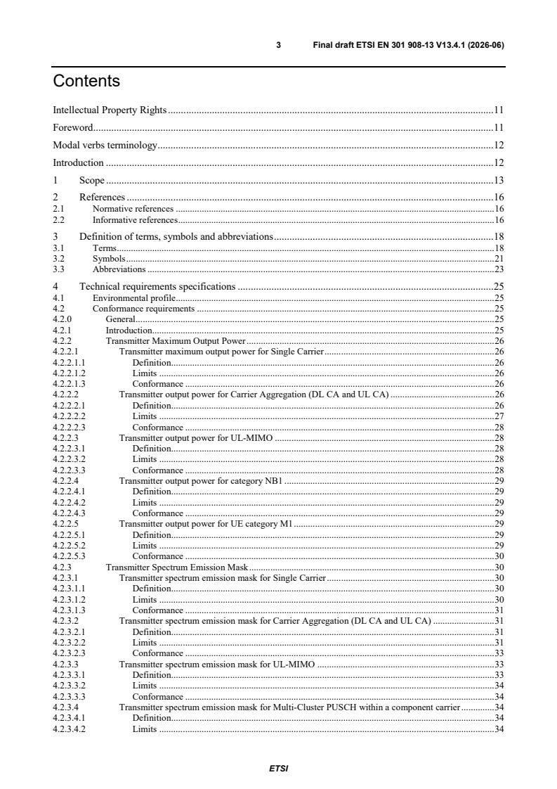 SIST EN 301 908-13 V13.4.1:2026 ETSI EN 301 908-13 V13.4.1 (2026-06) - IMT cellular networks; Harmonised Standard for access to radio spectrum; Part 13: Evolved Universal Terrestrial Radio Access (E-UTRA) User Equipment (UE) - Page 3 preview