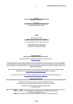 ETSI EN 301 908-13 V6.2.1 (2013-10) - IMT cellular networks; Harmonized EN covering the essential requirements of article 3.2 of the R&TTE Directive; Part 13: Evolved Universal Terrestrial Radio Access (E-UTRA) User Equipment (UE) - Page 2 preview