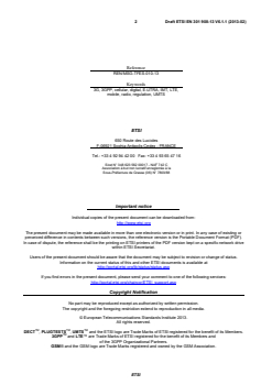 ETSI EN 301 908-13 V6.1.1 (2013-02) - IMT cellular networks; Harmonized EN covering the essential requirements of article 3.2 of the R&TTE Directive; Part 13: Evolved Universal Terrestrial Radio Access (E-UTRA) User Equipment (UE) - Page 2 preview