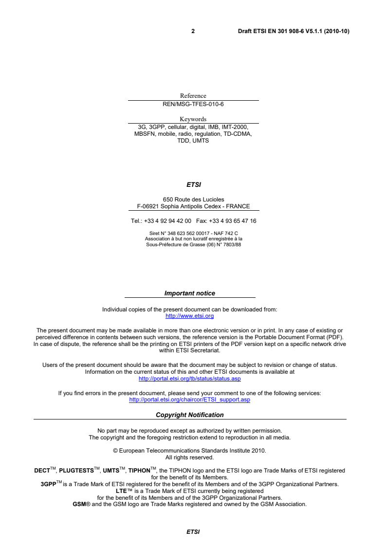 en_30190806v050101c - Base Stations (BS), Repeaters and User Equipment (UE) for IMT-2000 Third-Generation cellular networks; Part 6: Harmonized EN for IMT-2000, CDMA TDD (UTRA TDD and E-UTRA TDD) (UE) covering the essential requirements of article 3.2 of the R&TTE Directive