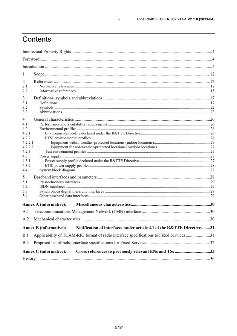 SIST EN 302 217-1 V2.1.1:2013 ETSI EN 302 217-1 V2.1.0 (2013-04) - Fixed Radio Systems; Characteristics and requirements for point-to-point equipment and antennas; Part 1: Overview and system-independent common characteristics - Page 3 preview