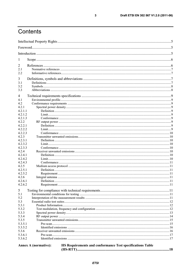 SIST EN 302 567 V1.2.1:2012 en_302567v010200c - Broadband Radio Access Networks (BRAN); 60 GHz Multiple-Gigabit WAS/RLAN Systems; Harmonized EN covering the essential requirements of article 3.2 of the R&TTE Directive - Page 3 preview