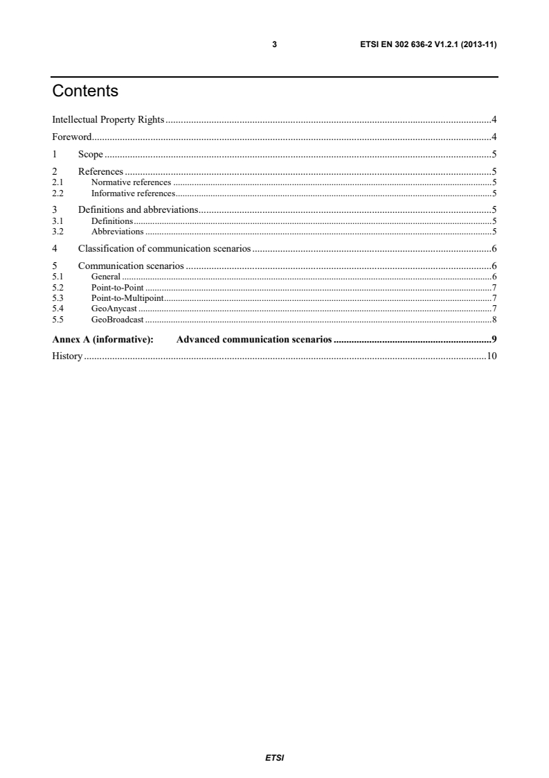 SIST EN 302 636-2 V1.2.1:2013 ETSI EN 302 636-2 V1.2.1 (2013-11) - Intelligent Transport Systems (ITS); Vehicular Communications; GeoNetworking; Part 2: Scenarios - Page 3 preview
