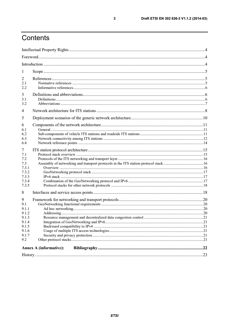 SIST EN 302 636-3 V1.2.1:2015 ETSI EN 302 636-3 V1.1.2 (2014-03) - Intelligent Transport Systems (ITS); Vehicular Communications; GeoNetworking; Part 3: Network Architecture - Page 3 preview