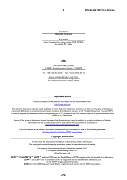 en_302755v010301p - Digital Video Broadcasting (DVB); Frame structure channel coding and modulation for a second generation digital terrestrial television broadcasting system (DVB-T2) - Page 2 preview