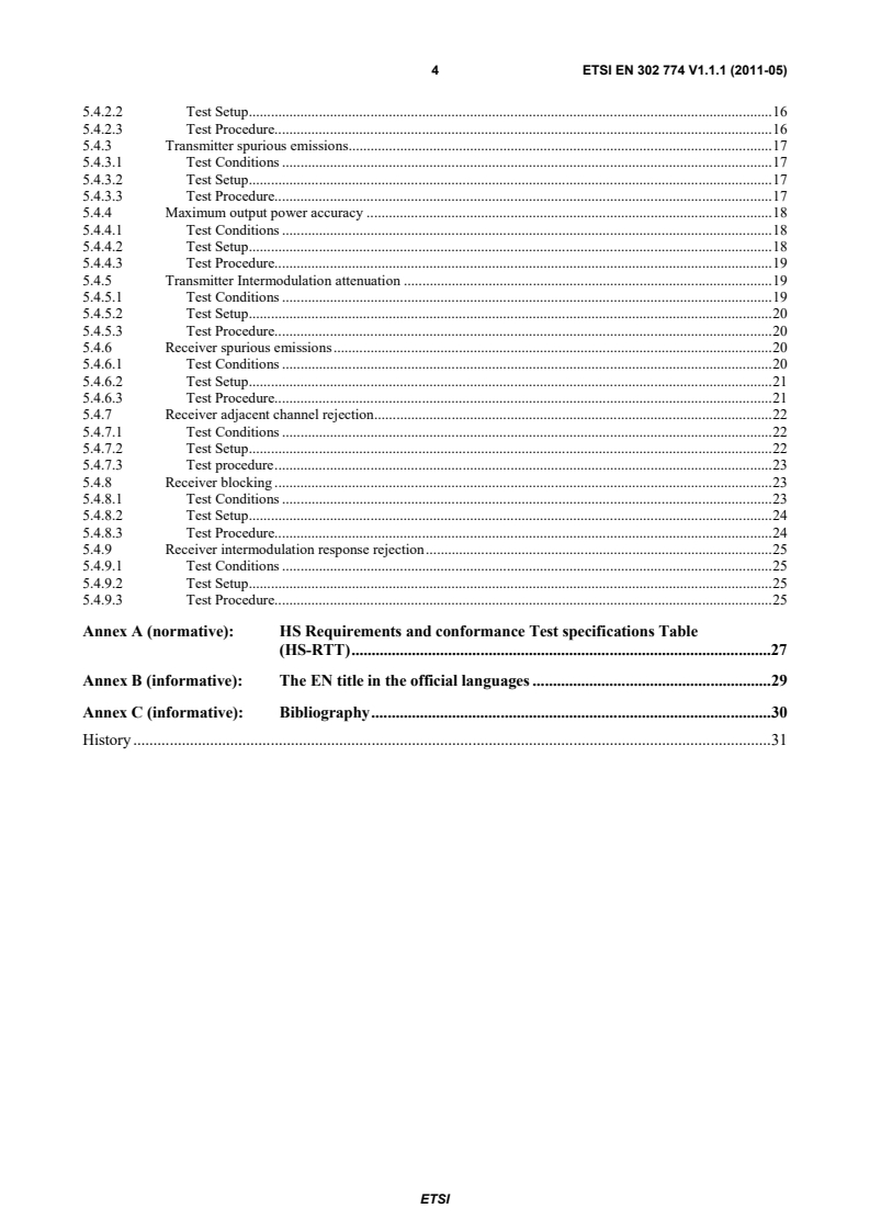 SIST EN 302 774 V1.1.1:2011 en_302774v010101p - Broadband Wireless Access Systems (BWA) in the 3 400 MHz to 3 800 MHz frequency band; Base Stations; Harmonized EN covering the essential requirements of article 3.2 of the R&TTE Directive - Page 4 preview