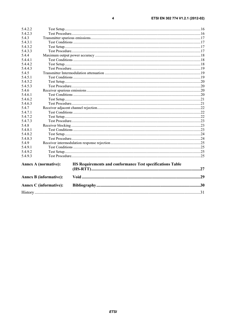 SIST EN 302 774 V1.2.1:2012 en_302774v010201p - Broadband Wireless Access Systems (BWA) in the 3 400 MHz to 3 800 MHz frequency band; Base Stations; Harmonized EN covering the essential requirements of article 3.2 of the R&TTE Directive - Page 4 preview