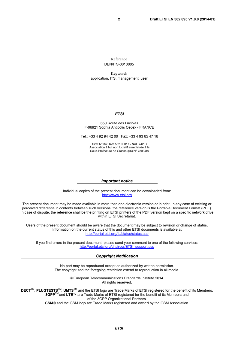 ETSI EN 302 895 V1.0.0 (2014-01) - Intelligent Transport Systems (ITS); Vehicular Communications; Basic Set of Applications; Local Dynamic Map (LDM)