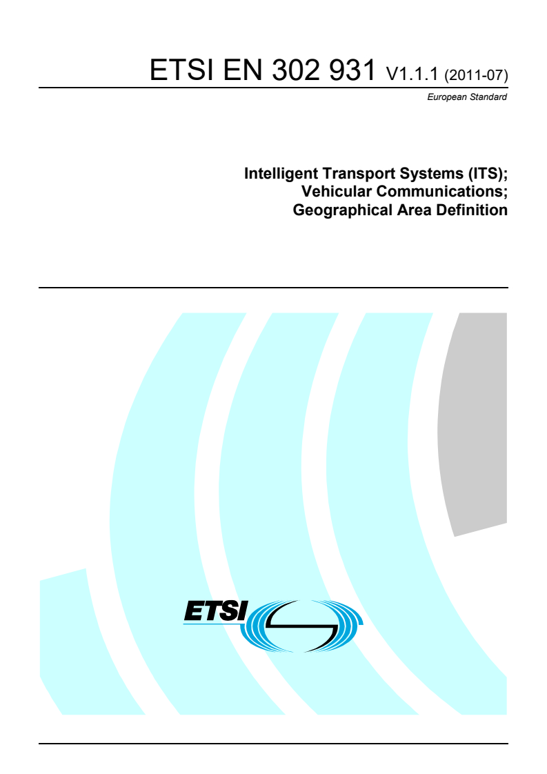 en_302931v010101p - Intelligent Transport Systems (ITS); Vehicular Communications; Geographical Area Definition
