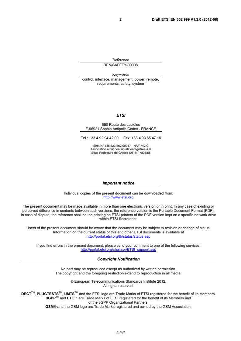 en_302999v010200c - SAFETY; Remote Power Feeding Installations; Safety requirements for the erection and operation of information technology installations with remote power feeding