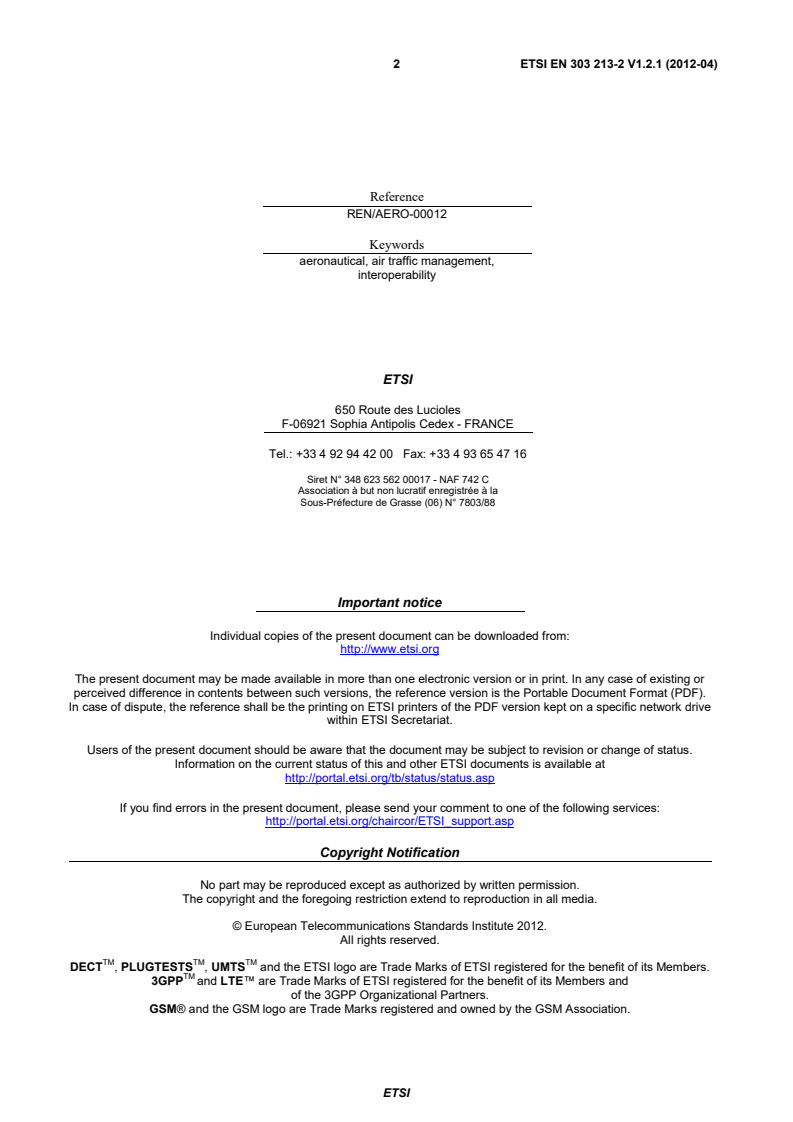 en_30321302v010201p - Advanced Surface Movement Guidance and Control System (A-SMGCS); Part 2: Community Specification for application under the Single European Sky Interoperability Regulation EC 552/2004 for A-SMGCS Level 2 including external interfaces