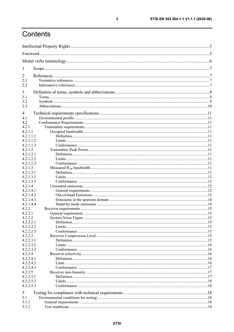 SIST EN 303 364-1-1 V1.1.1:2025 ETSI EN 303 364-1-1 V1.1.1 (2025-06) - Primary Surveillance Radar (PSR); Harmonised Standard for access to radio spectrum; Part 1: Air Traffic Control (ATC) PSR sensors operating in the frequency band 1 215 MHz to 1 400 MHz (L band); Sub-part 1: radar systems using reflector antennas - Page 3 preview