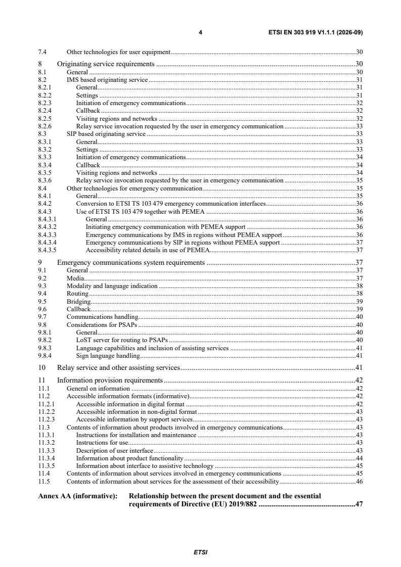 SIST EN 303 919 V1.1.1:2026 ETSI EN 303 919 V1.1.1 (2026-09) - <empty> - Page 4 preview