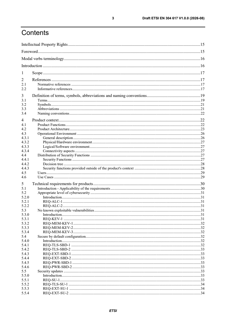 ETSI EN 304 617 V1.0.0 (2026-08) ETSI EN 304 617 V1.0.0 (2026-08) - Cyber Security (CYBER); CRA; Cybersecurity requirements for browsers - Page 3 preview