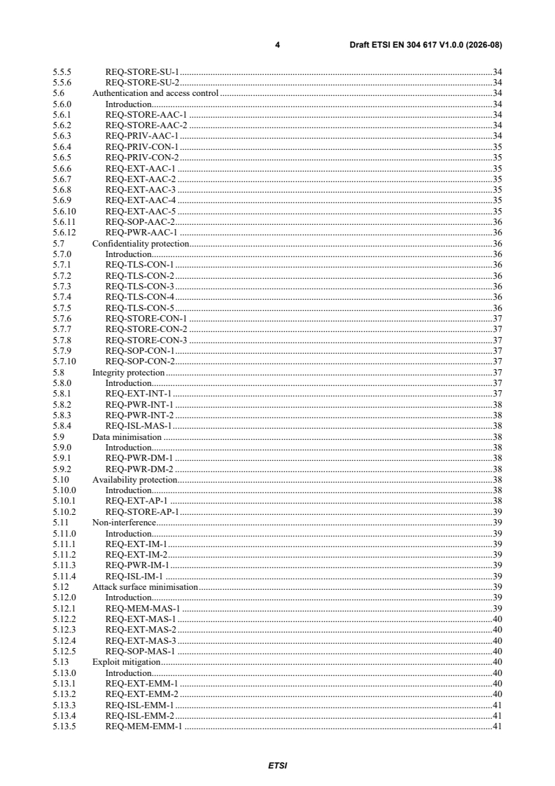 ETSI EN 304 617 V1.0.0 (2026-08) ETSI EN 304 617 V1.0.0 (2026-08) - Cyber Security (CYBER); CRA; Cybersecurity requirements for browsers - Page 4 preview