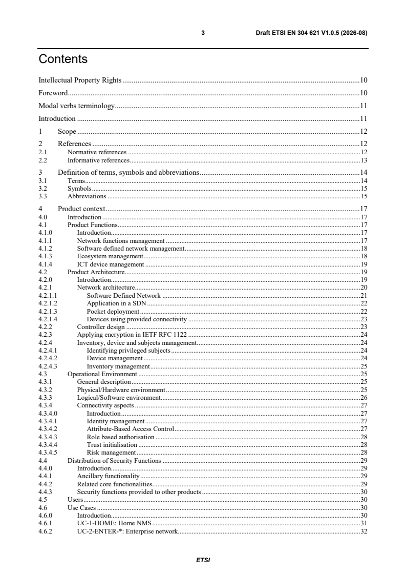 ETSI EN 304 621 V1.0.5 (2026-08) ETSI EN 304 621 V1.0.5 (2026-08) - Cyber Security (CYBER); CRA; Cybersecurity requirements for Network Management systems - Page 3 preview