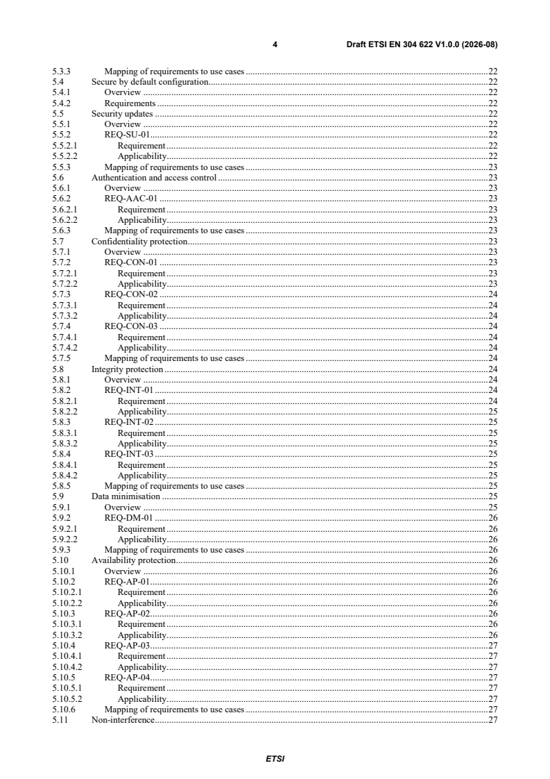 ETSI EN 304 622 V1.0.0 (2026-08) ETSI EN 304 622 V1.0.0 (2026-08) - Cyber Security (CYBER); CRA; Cybersecurity requirements for Security information and event management (SIEM) systems - Page 4 preview