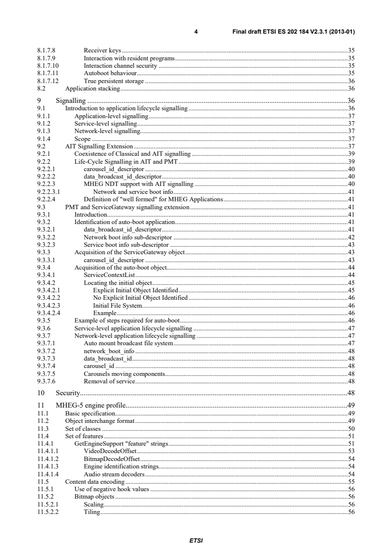 kSIST prES 202 184 V2.3.1:2013 ETSI ES 202 184 V2.3.1 (2013-01) - MHEG-5 Broadcast Profile - Page 4 preview
