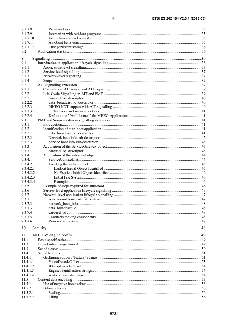kSIST prES 202 184 V2.3.1:2013 ETSI ES 202 184 V2.3.1 (2013-03) - MHEG-5 Broadcast Profile - Page 4 preview