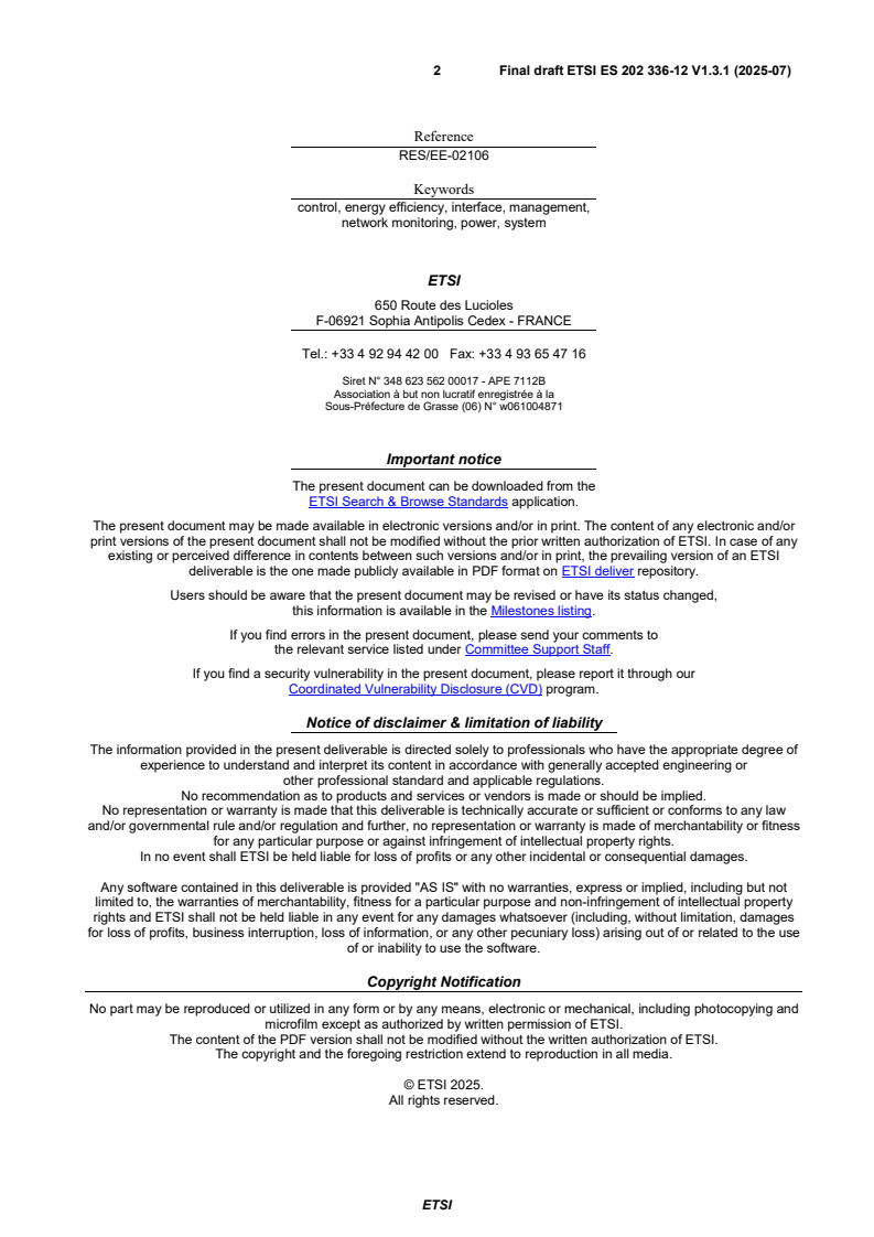 ETSI ES 202 336-12 V1.3.1 (2025-07) - Environmental Engineering (EE); Monitoring and control interface for infrastructure equipment (power, cooling and building environment systems used in telecommunication networks); Part 12: ICT equipment power, energy and environmental parameters monitoring information model