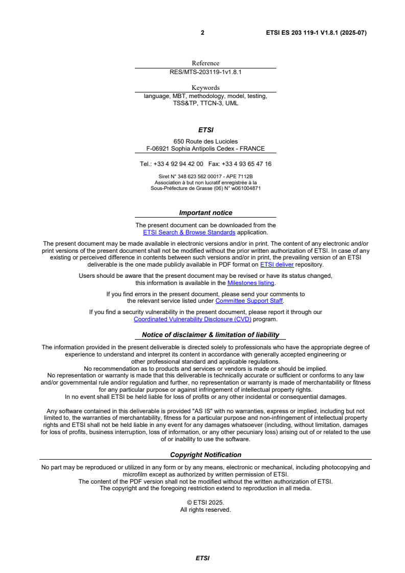 ETSI ES 203 119-1 V1.8.1 (2025-07) - Methods for Testing and Specification (MTS); The Test Description Language (TDL); Part 1: Abstract Syntax and Associated Semantics