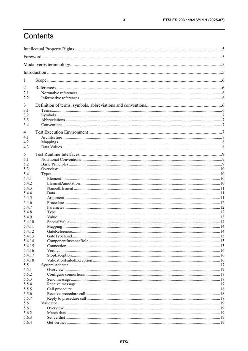 SIST ES 203 119-9 V1.1.1:2025 ETSI ES 203 119-9 V1.1.1 (2025-07) - Methods for Testing and Specification (MTS); The Test Description Language (TDL); Part 9: Test Runtime Interfaces - Page 3 preview