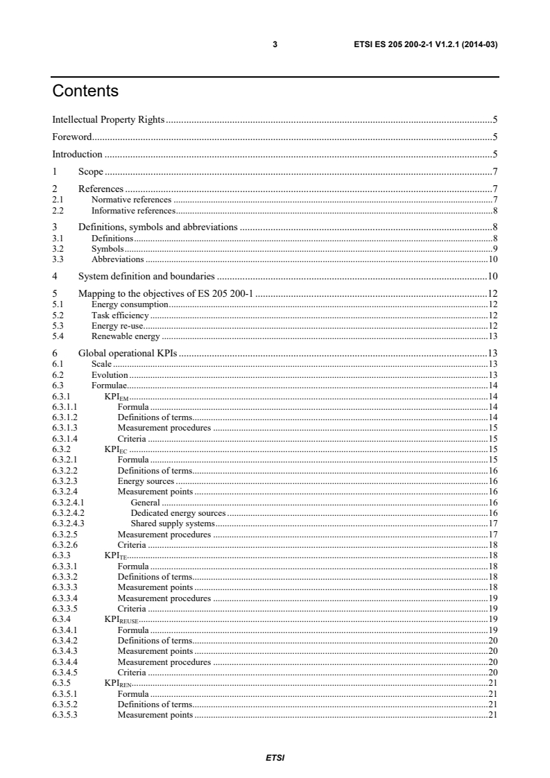 kSIST prES 205 200-2-1 V1.2.0:2014 ETSI ES 205 200-2-1 V1.2.1 (2014-03) - Access, Terminals, Transmission and Multiplexing (ATTM); Energy management; Global KPIs; Operational infrastructures; Part 2: Specific requirements; Sub-part 1: Data centres - Page 3 preview