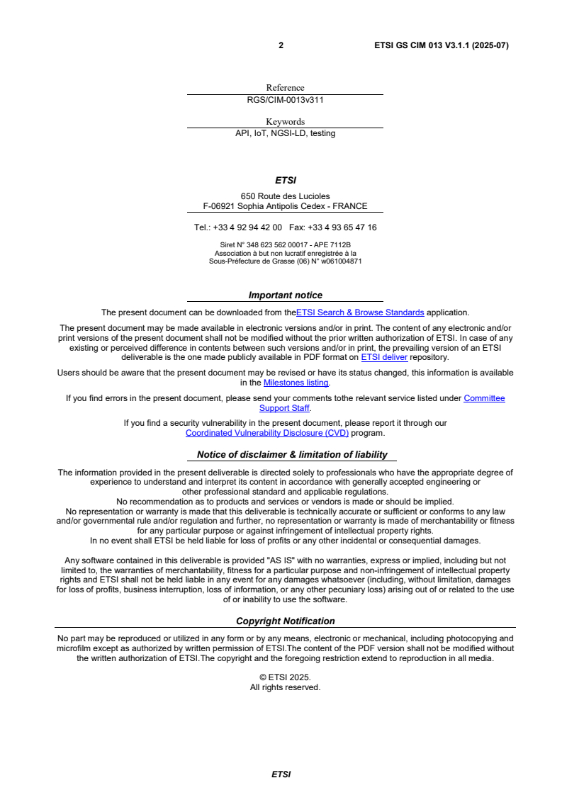 ETSI GS CIM 013 V3.1.1 (2025-07) - Context Information Management (CIM); NGSI-LD Test Purposes Descriptions