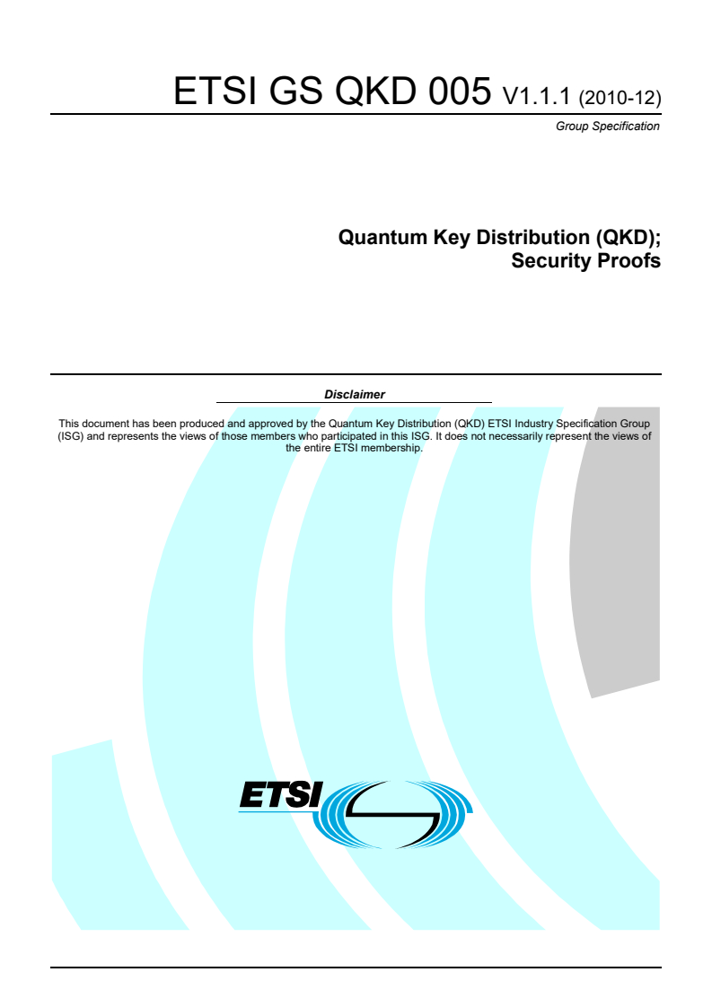 gs_QKD005v010101p - Quantum Key Distribution (QKD); Security Proofs