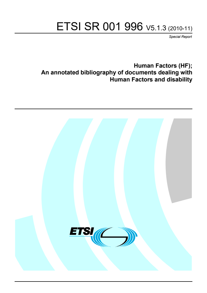 sr_001996v050103p - Human Factors (HF); An annotated bibliography of documents dealing with Human Factors and disability