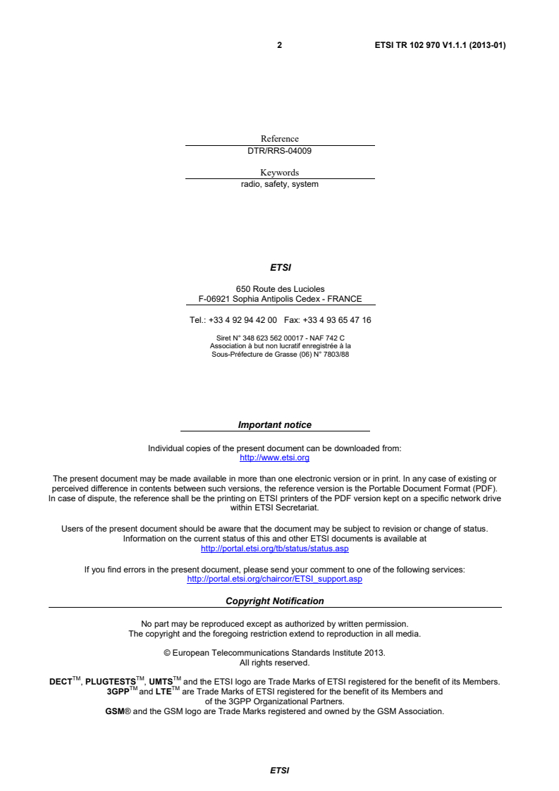 ETSI TR 102 970 V1.1.1 (2013-01) - Reconfigurable Radio Systems (RRS); Use Cases for spectrum and network usage among Public Safety, Commercial and Military domains