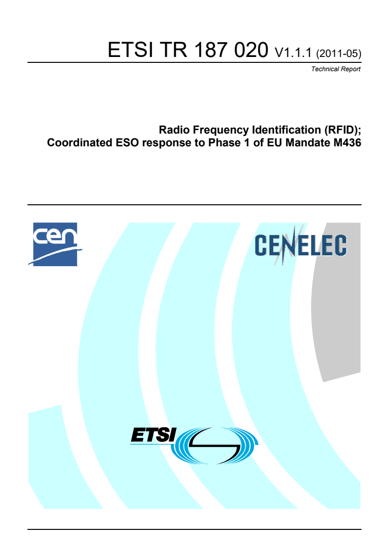 tr_187020v010101p - Radio Frequency Identification (RFID); Coordinated ESO response to Phase 1 of EU Mandate M436