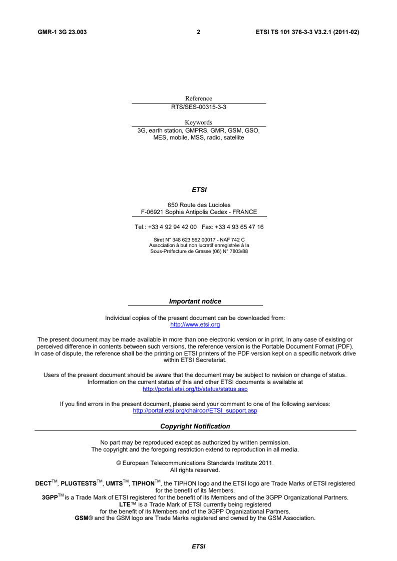 ts_1013760303v030201p - GEO-Mobile Radio Interface Specifications (Release 3); Third Generation Satellite Packet Radio Service; Part 3: Network specifications; Sub-part 3: Numbering, addressing and identification; GMR-1 3G 23.003