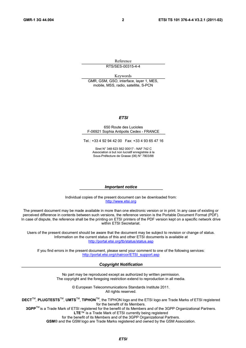 ts_1013760404v030201p - GEO-Mobile Radio Interface Specifications (Release 3); Third Generation Satellite Packet Radio Service; Part 4: Radio interface protocol specifications; Sub-part 4: Layer 1 General Requirements; GMR-1 3G 44.004