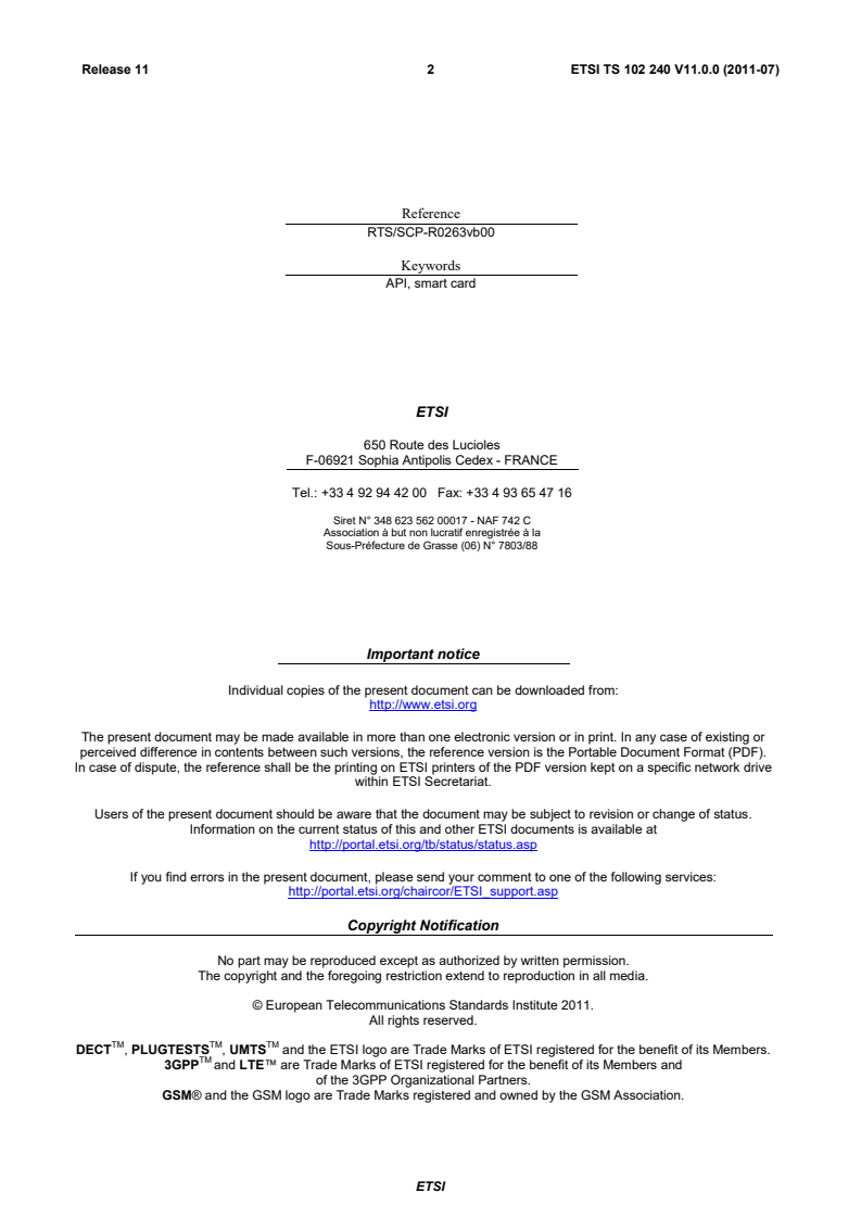 ts_102240v110000p - Smart Cards; UICC Application Programming Interface and Loader Requirements; Service description (Release 11)