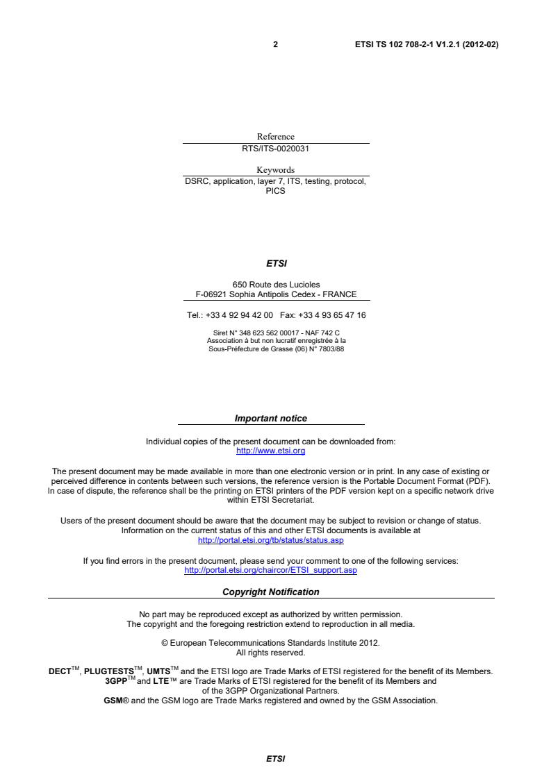 ts_1027080201v010201p - Intelligent Transport Systems (ITS); RTTT; Test specifications for High Data Rate (HDR) data transmission equipment operating in the 5,8 GHz ISM band; Part 2: Application Layer; Sub-Part 1: Protocol Implementation Conformance Statement (PICS) proforma specification