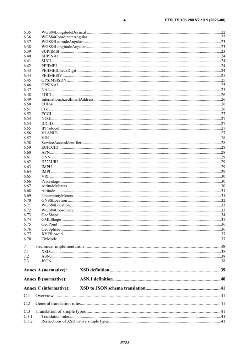 SIST-TS ETSI/TS 103 280 V2.19.1:2026 ETSI TS 103 280 V2.19.1 (2026-08) - Lawful Interception (LI); Dictionary for common parameters - Page 4 preview