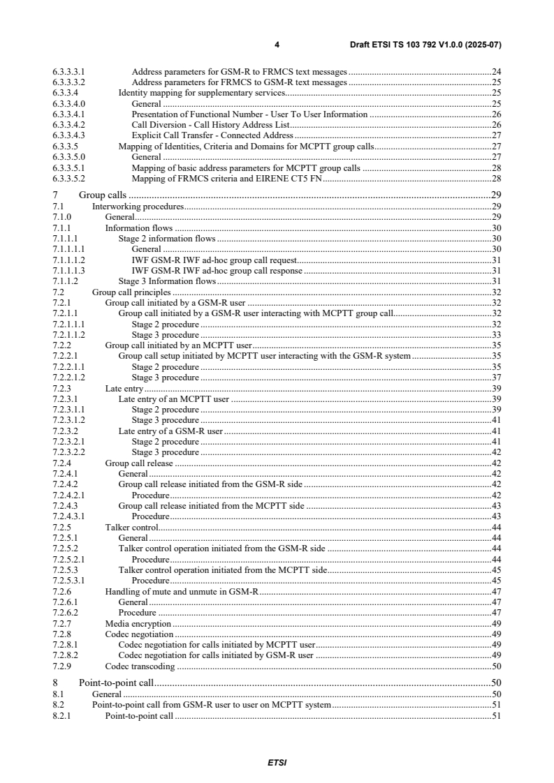 SIST-TS ETSI/TS 103 792 V1.1.1:2026 ETSI TS 103 792 V1.0.0 (2025-07) - Rail Telecommunications (RT); Future Railway Mobile Communication System (FRMCS); Interworking with GSM-R - Page 4 preview