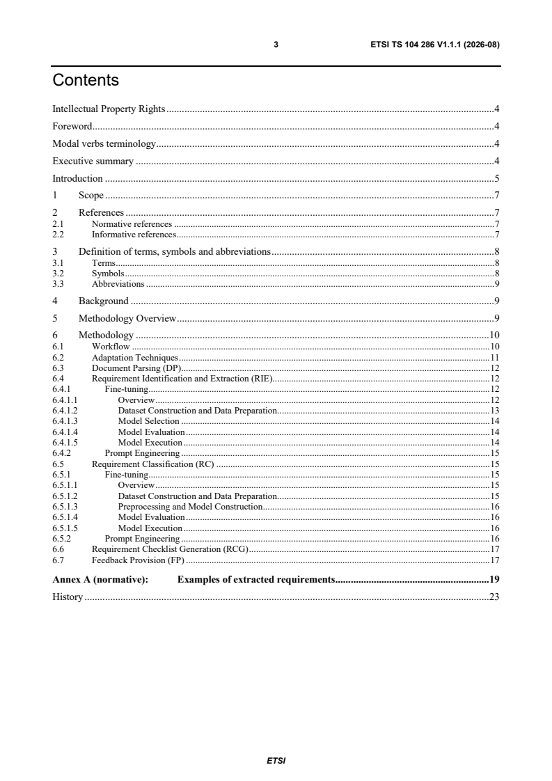 ETSI TS 104 286 V1.1.1 (2026-08) ETSI TS 104 286 V1.1.1 (2026-08) - Methods for Testing & Specification (MTS); Methodology Definition; Digital Transformation of Security Standards into Requirements - Page 3 preview