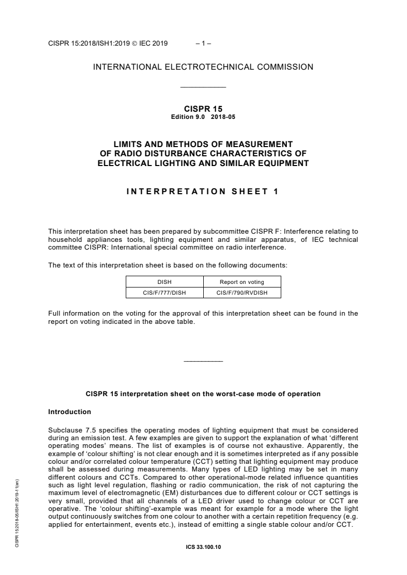CISPR 15:2018 CISPR 15:2018+AMD1:2024 CSV - Limits and methods of measurement of radio disturbance characteristics of electrical lighting and similar equipment - Page 4 preview