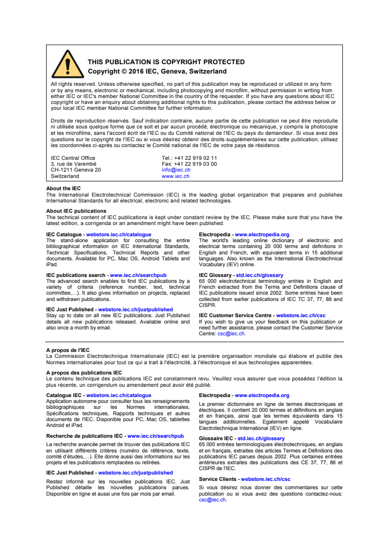 CISPR 16-1-3:2004/AMD1:2016 CISPR 16-1-3:2004/AMD1:2016 - Amendment 1 - Specification for radio disturbance and immunity measuring apparatus and methods - Part 1-3: Radio disturbance and immunity measuring apparatus - Ancillary equipment - Disturbance power
Released:3/31/2016 - Page 2 preview