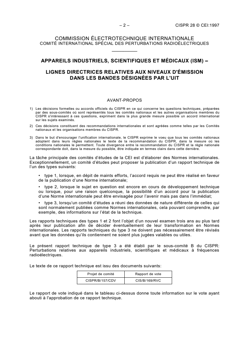CISPR TR 28:1997 CISPR TR 28:1997 - Industrial, scientific and medical equipment (ISM) - Guidelines for emission levels within the bands designated by the ITU - Page 4 preview