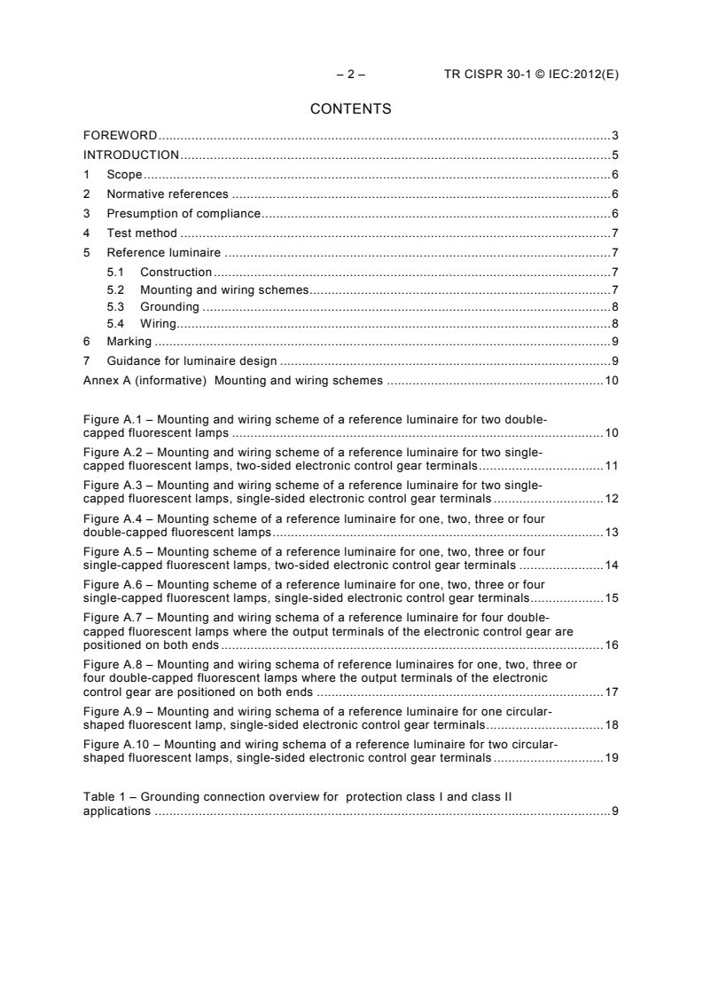 CISPR TR 30-1:2012 CISPR TR 30-1:2012 - Test method on electromagnetic emissions - Part 1: Electronic control gear for single- and double-capped fluorescent lamps - Page 4 preview
