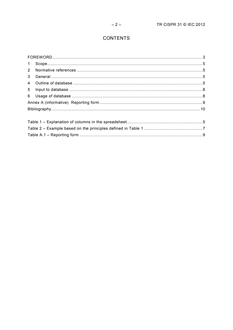 CISPR TR 31:2012 CISPR TR 31:2012 - Database on the characteristics of radio services - Page 4 preview