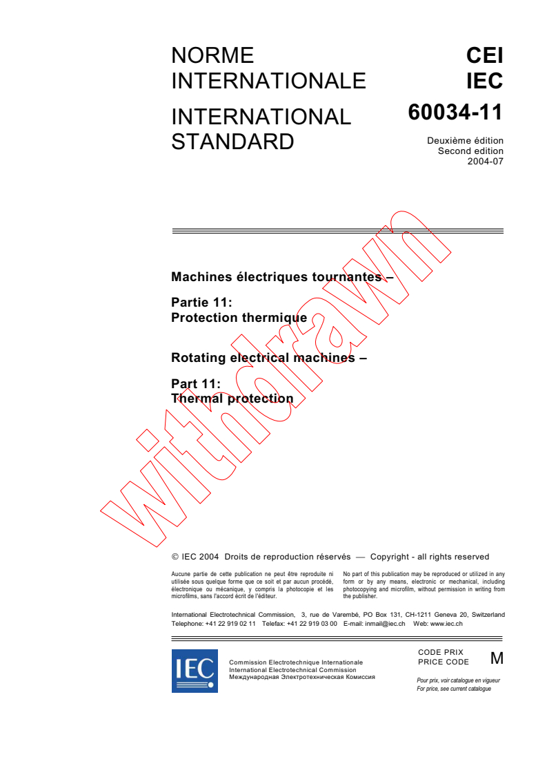 IEC 60034-11:2004 IEC 60034-11:2004 - Rotating electrical machines - Part 11: Thermal protection - Page 3 preview