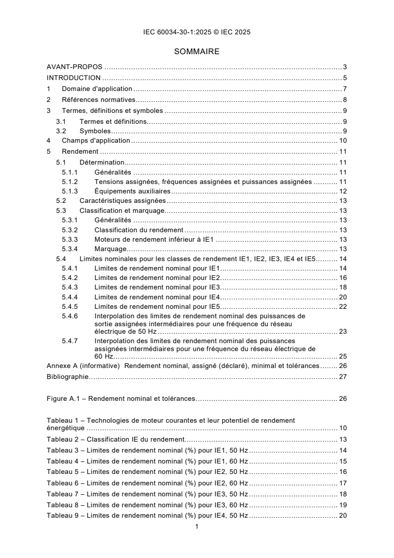 IEC 60034-30-1:2025 IEC 60034-30-1:2025 - Machines électriques tournantes - Partie 30-1: Classes de rendement pour les moteurs à courant alternatif alimentés par le réseau (code IE)/1/2025 - Page 3 preview