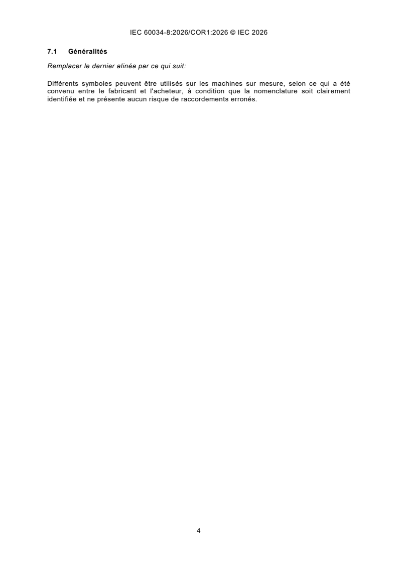 IEC 60034-8:2026/COR1:2026 IEC 60034-8:2026/COR1:2026 - Corrigendum 1 - Rotating electrical machines - Part 8: Terminal markings and direction of rotation - Page 4 preview