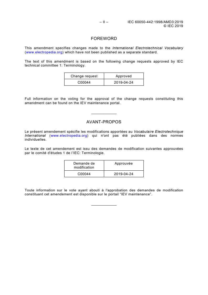 IEC 60050-442:1998/AMD3:2019 IEC 60050-442:1998/AMD3:2019 - Amendment 3 - International Electrotechnical Vocabulary (IEV) - Part 442: Electrical accessories - Page 4 preview